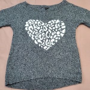 Express Heart Leopard Sweater XS